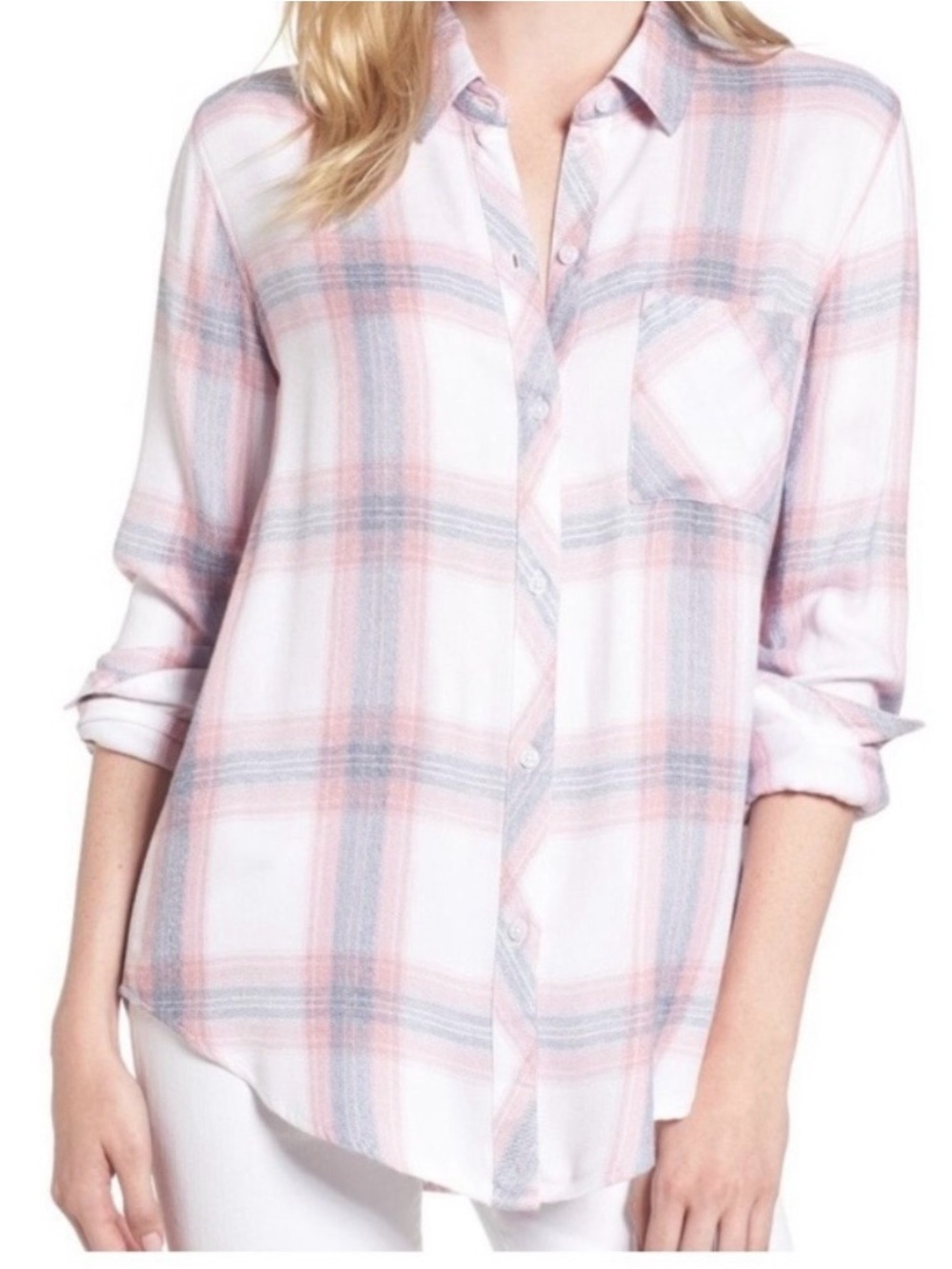 Rails Hunter plaid button-down shirt white/ pink Peony colorway Size Small - Picture 3 of 13